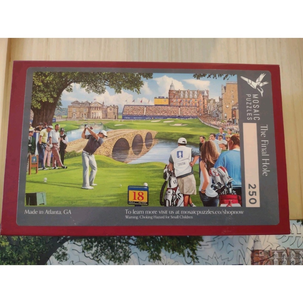 Mosaic Puzzles Wooden GOLF The Final Hole US OPEN 250 pcs Complete Unique Shapes